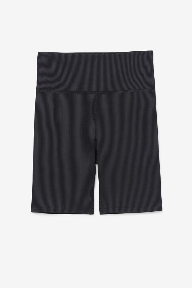 Fila Shorts Womens Black - Ribbed Essentials | Cam High Rise Bike - Philippines 6415370-DJ